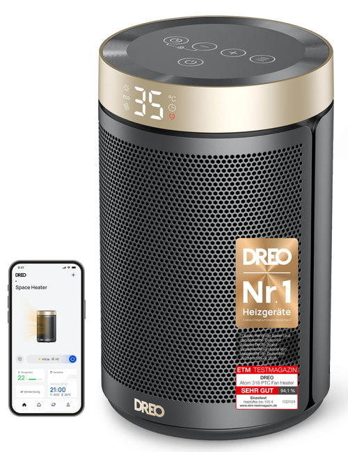 Heizlüfter Keramik 1500W mit Thermostat Timer leise 34dB