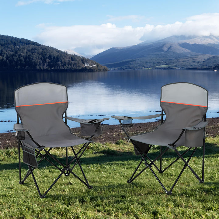 Campingstuhl faltbar 2er Set Stahl 102kg Lordosenstütze mit Kühltasche - Bild 9