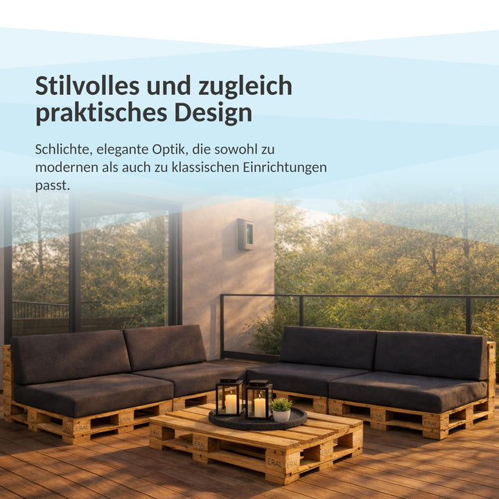 Palettenkissen 2er Set wasserabweisend 120x80 + 120x40 Anthrazit - Bild 8