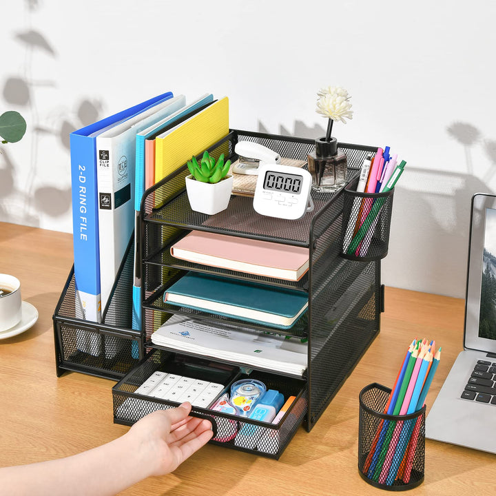 Schreibtisch Organizer Metall 5 Ebenen mit Schublade und Stifthalter - Bild 6