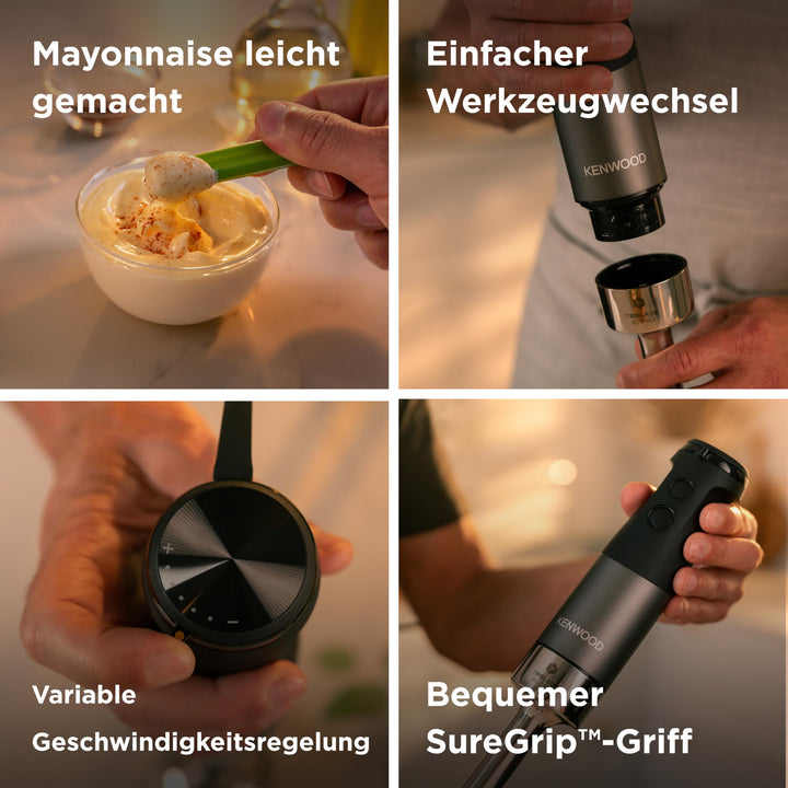 Stabmixer 1200W Triblade mit Zerkleinerer Schneebesen und Emulgieraufsatz - Bild 4
