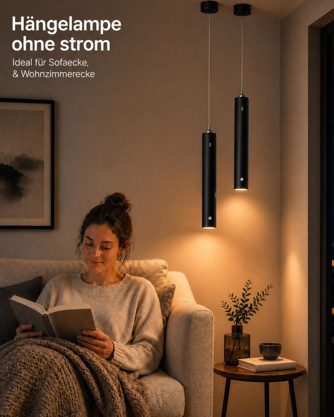 Akku Pendelleuchte Schwarz Touch dimmbar 3 Lichtfarben 500 lm - Bild 10