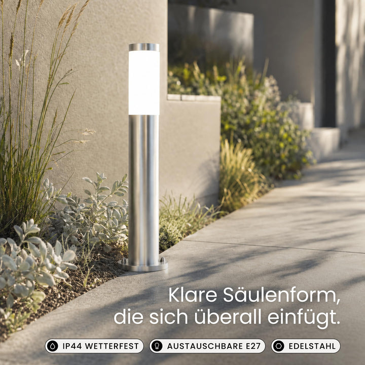 Wegeleuchten Aussen Edelstahl E27 IP44 50cm mit Erdspieß 4er-Set - Bild 2
