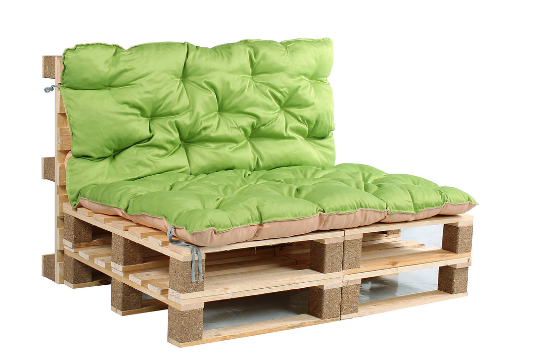 Wendekissen Gartenpalette mit Rückenlehne 120x140x12 cm Grün-Beige - Bild 2