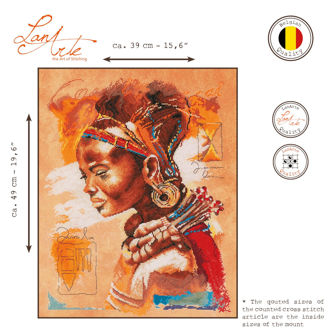 Kreuzstich-Set Afrikanische Frau Zählmuster 39x49 cm Baumwolle - Bild 2