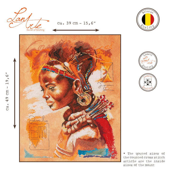 Kreuzstich-Set Afrikanische Frau Zählmuster 39x49 cm Baumwolle - Bild 2