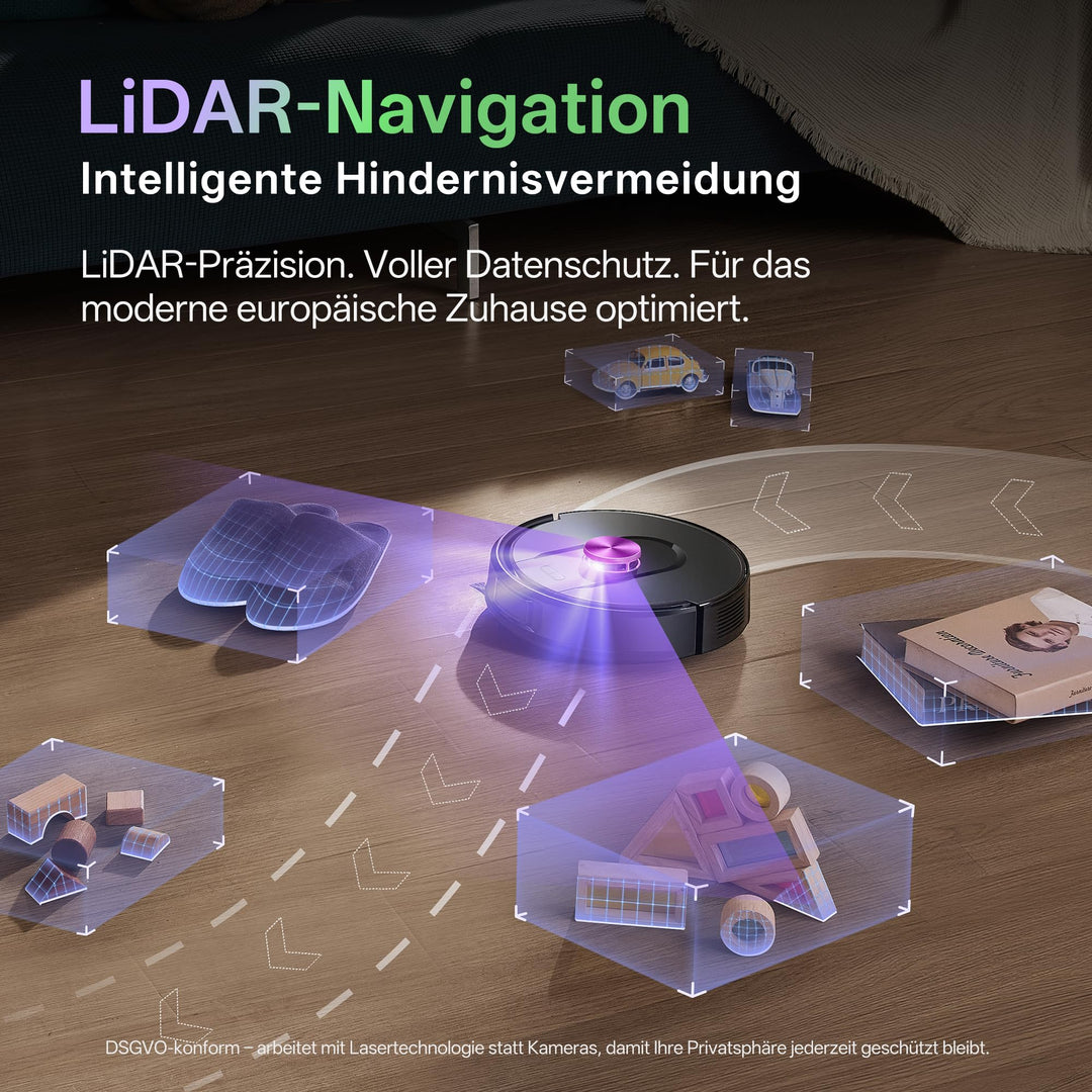 Saugroboter mit Wischfunktion 10000Pa LiDAR 3-in-1 180Min - Bild 4