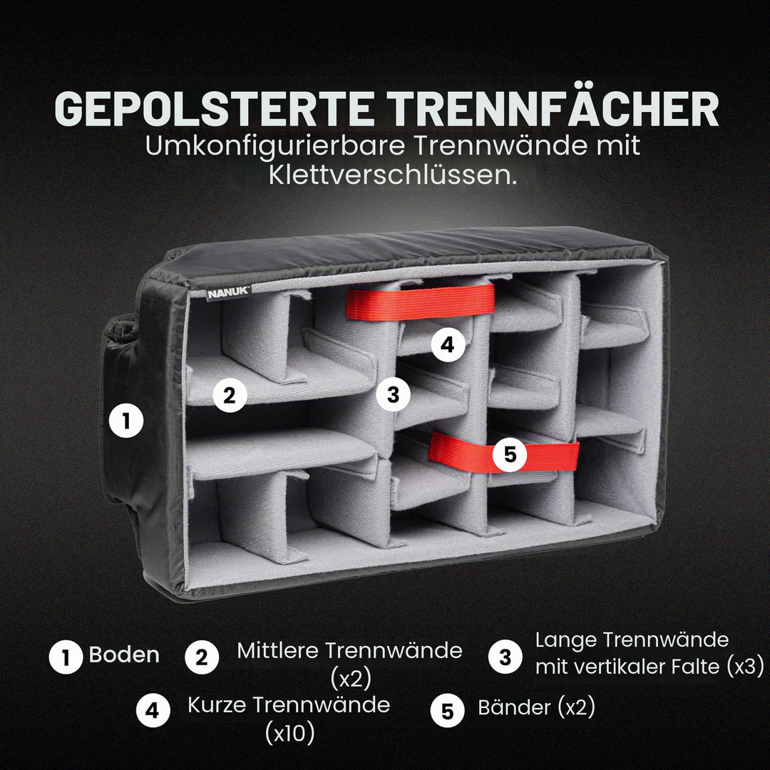 Hartschalenkoffer Kamera IP67 mit Rollen und Trennwänden 56x36x23 cm - Bild 4