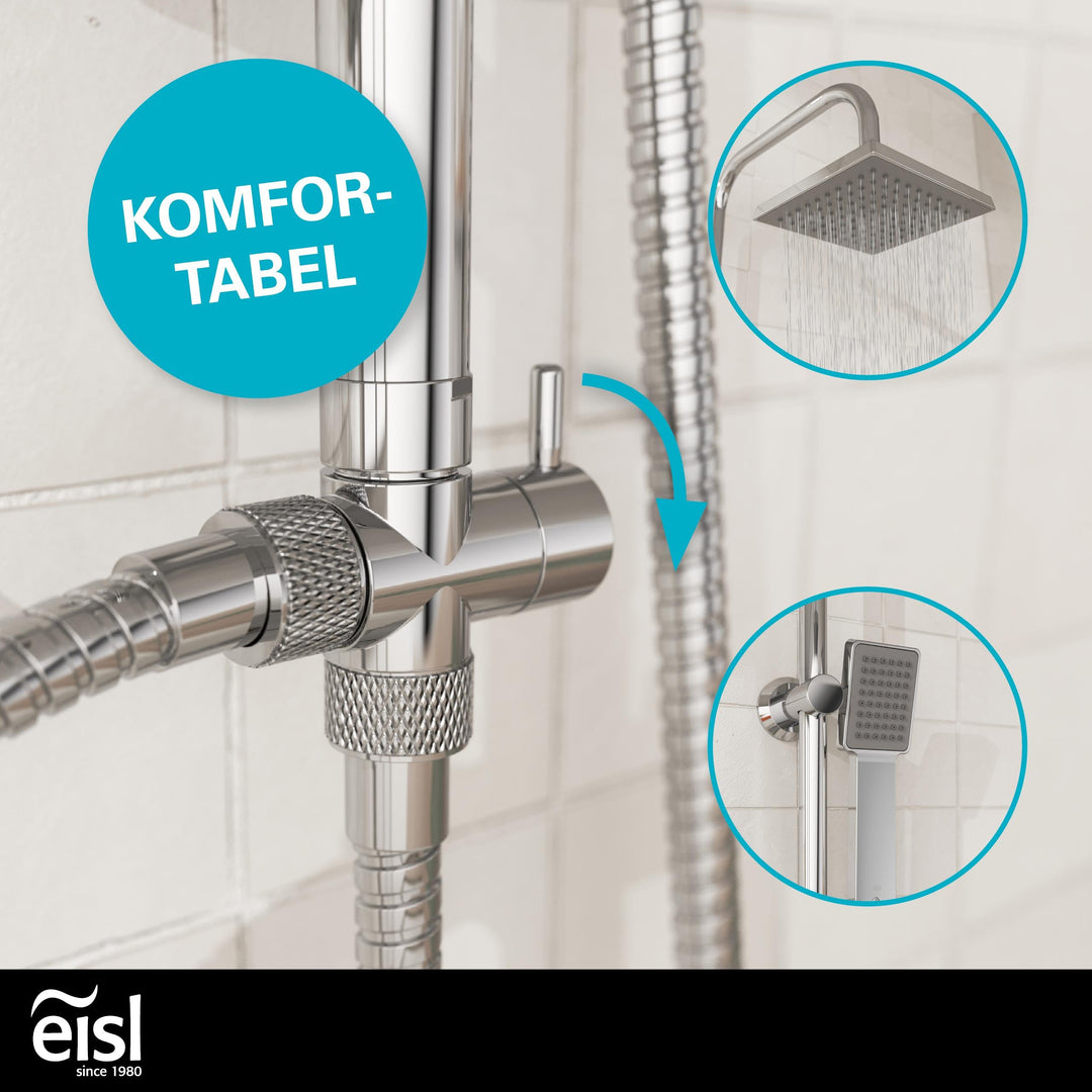 Duschset 2-in-1 Regendusche mit Handbrause ohne Armatur nachrüstbar Chrom - Bild 7