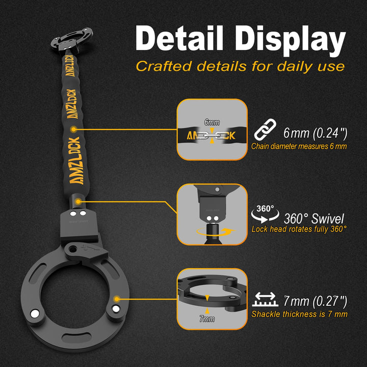 E-Scooter Schloss Handschellen-Design 90cm Kette mit 3L Tasche - Bild 3