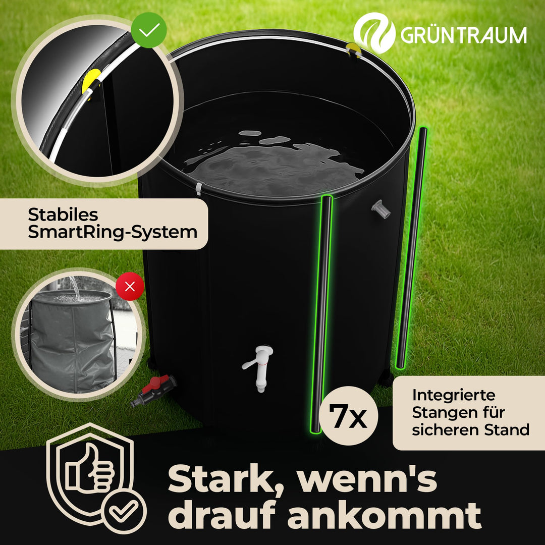 Regentonne faltbar 200L mit Füllstandsanzeige und Insektenschutz - Bild 4