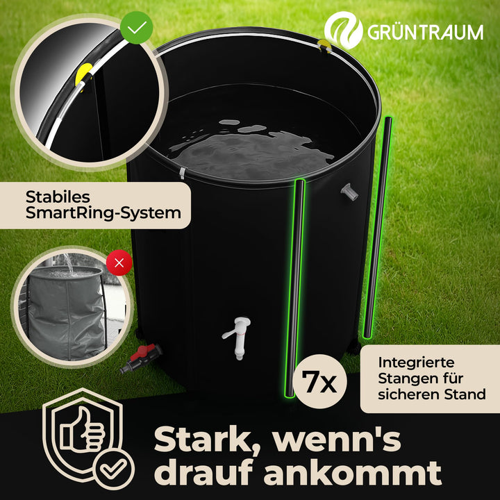 Regentonne faltbar 200L mit Füllstandsanzeige und Insektenschutz - Bild 4