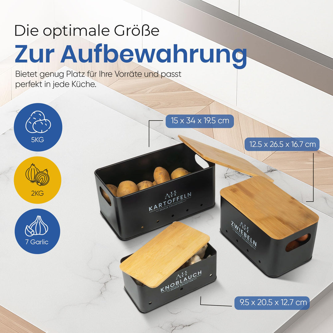 Gemüse Aufbewahrungsbox Schwarz mit Gemüsebürste für 5 kg - Bild 3