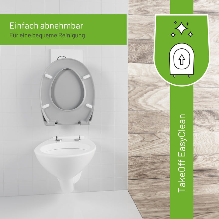 WC-Sitz Oval SoftClose Absenkautomatik Manhattan Grau TakeOff - Bild 5