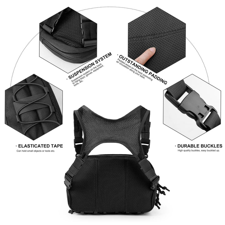 Taktische Brusttasche MOLLE Chest Rig Cordura Schwarz 540g - Bild 6