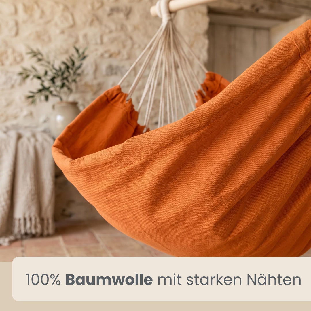 Hängesessel mit Gestell XXL 185x130cm Baumwolle für Garten Balkon - Bild 7