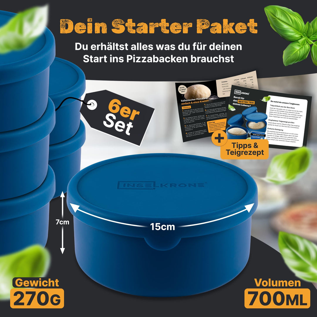 Pizzaballenbox aus Silikon 6er-Set mit Deckel fuer Teiglinge - Bild 7