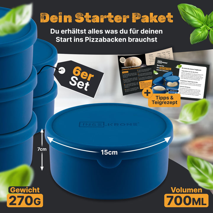 Pizzaballenbox aus Silikon 6er-Set mit Deckel fuer Teiglinge - Bild 7