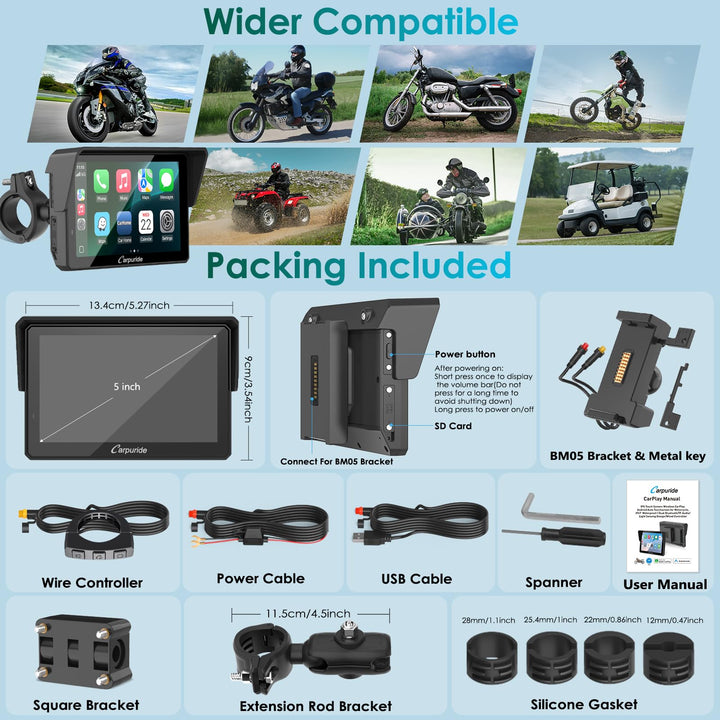 Motorrad Navi 5 Zoll mit kabellosem CarPlay &amp; Android Auto wasserdicht - Bild 9