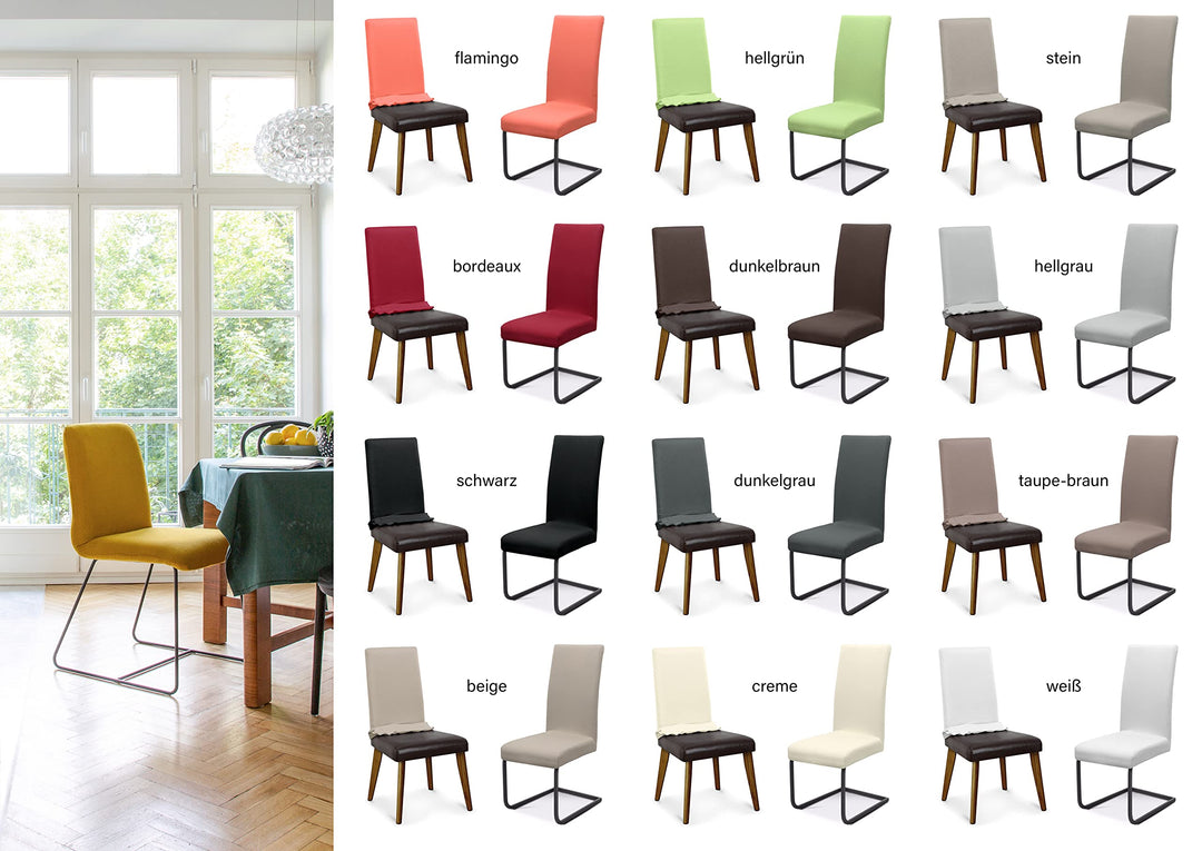 Stuhlhussen Jersey Stretch 6er-Set Steingrau 96% Baumwolle - Bild 6