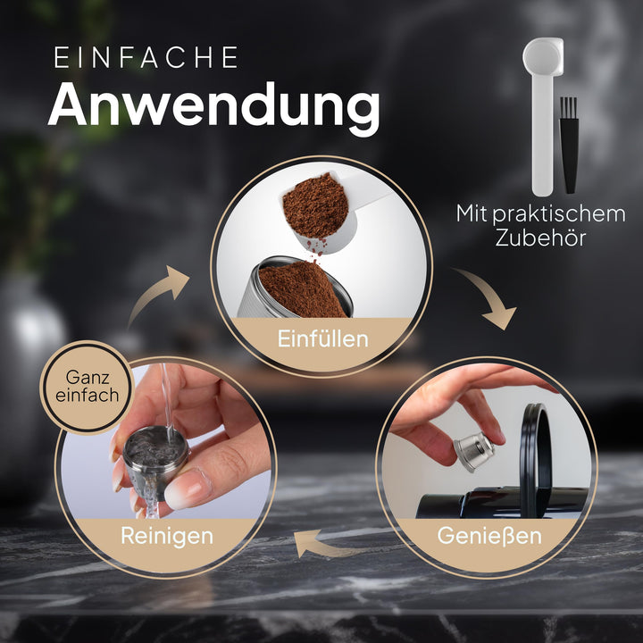 Nespresso Kapsel wiederbefüllbar Edelstahl cremeweiß 2er-Set - Bild 5