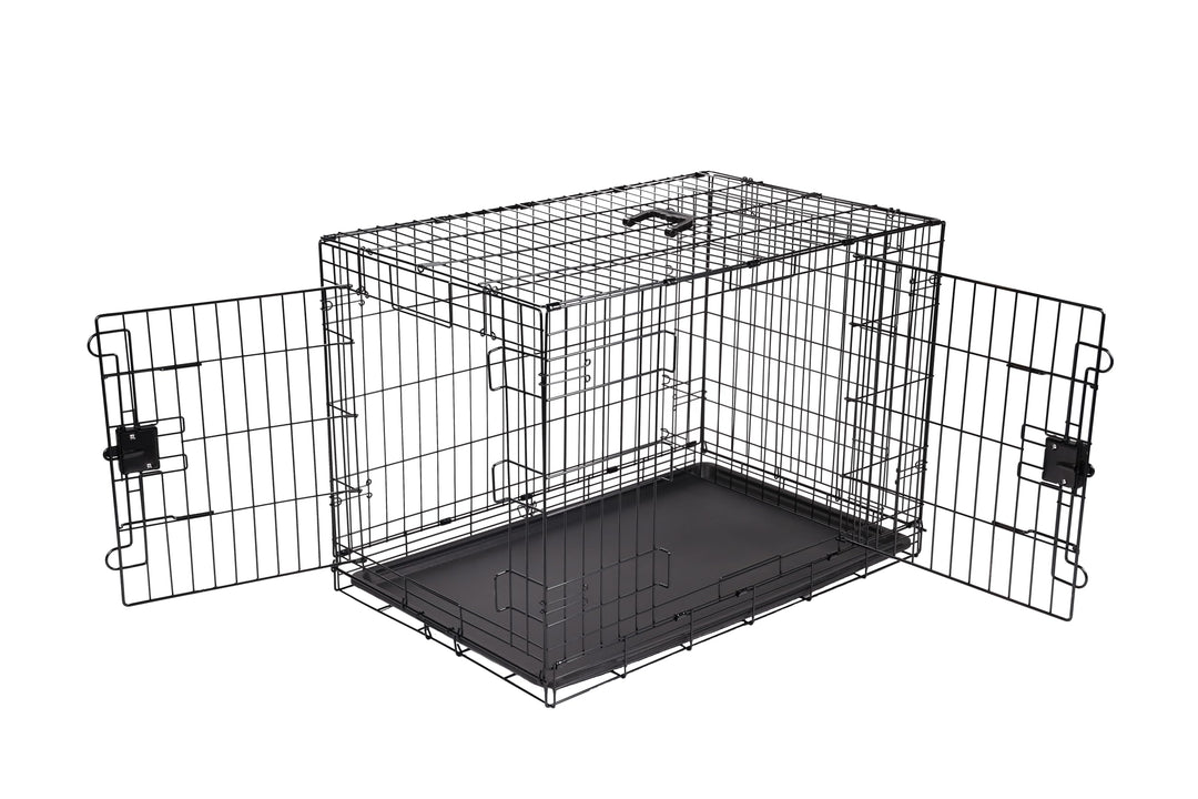 Hundekäfig Metalldraht faltbar mit Doppeltür 91x58x64 cm