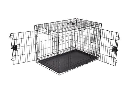 Hundekäfig Metalldraht faltbar mit Doppeltür 91x58x64 cm