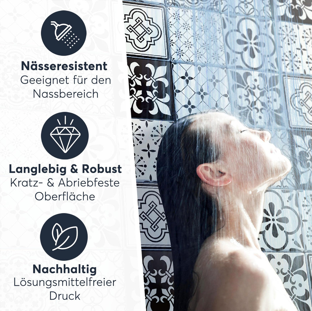 Fliesensticker Mosaik Schwarz-Weiss Vinyl selbstklebend 72er-Set 10x10 cm - Bild 5
