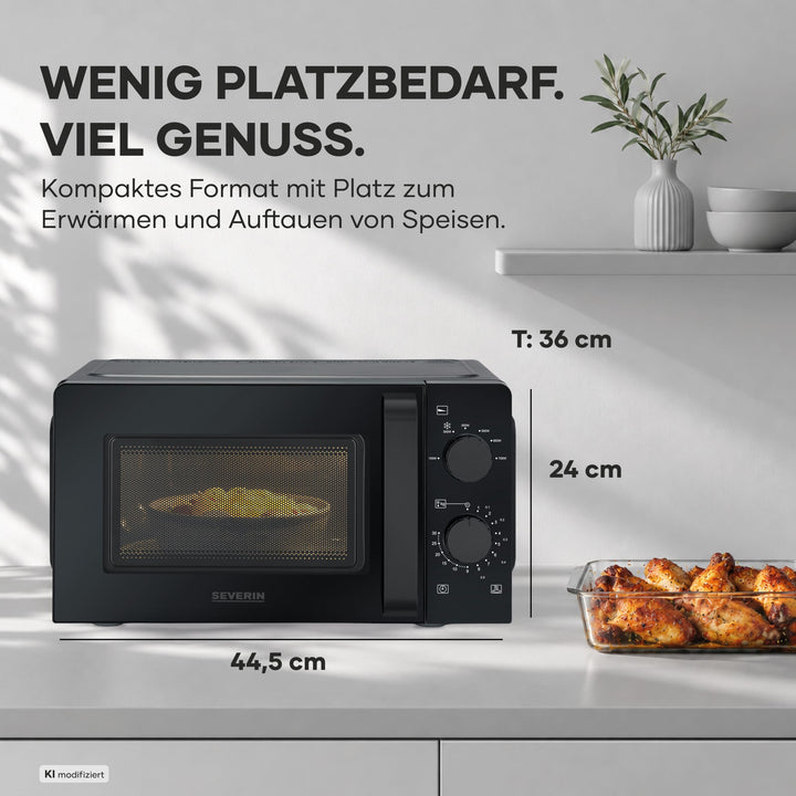 Mikrowelle Solo 700W 19L Drehteller 6 Leistungsstufen schwarz - Bild 2