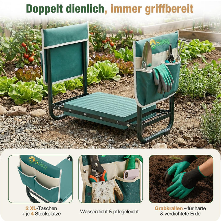 Garten-Kniebank 2-in-1 klappbar höhenverstellbar bis 180 kg Stahl - Bild 6