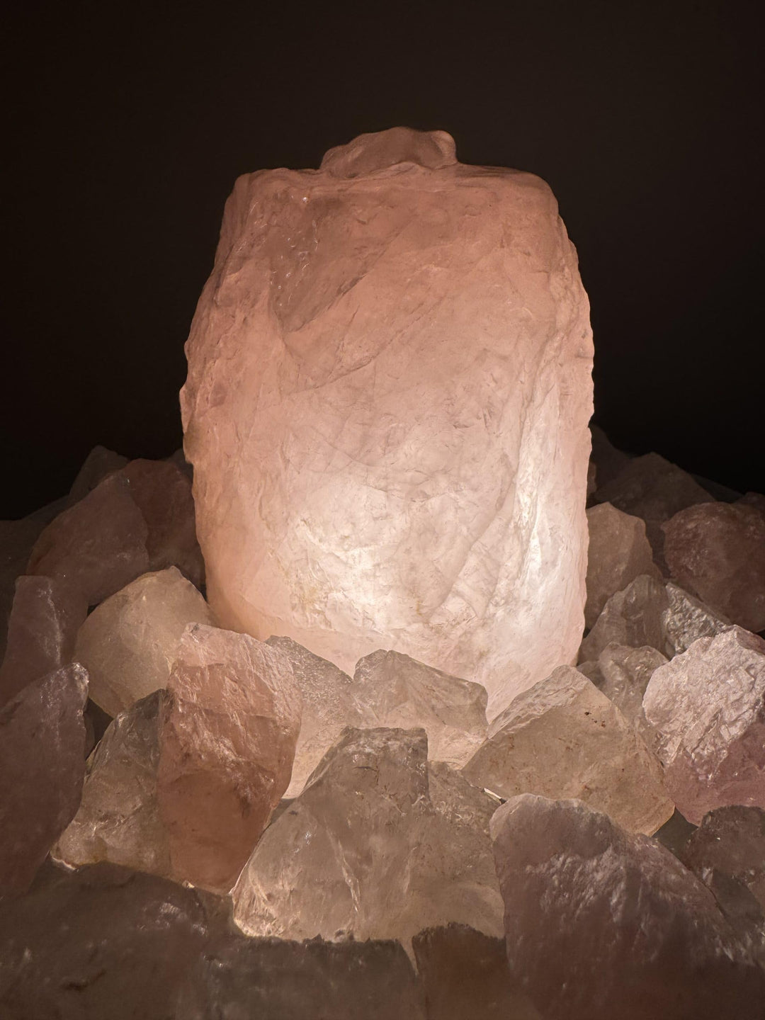 Zimmerbrunnen Rosenquarz mit Beleuchtung weisse Glasschale 25 cm - Bild 6