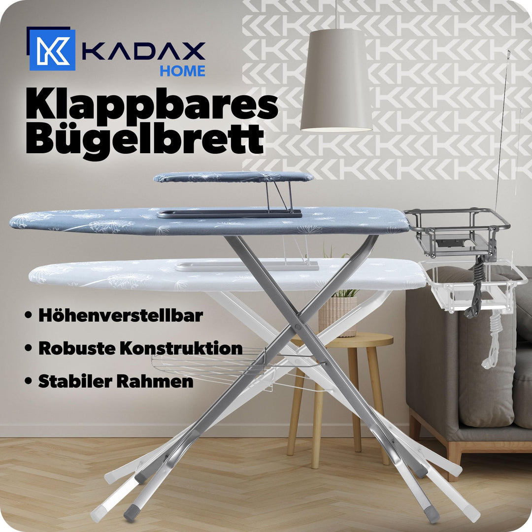 Bügelbrett XXL klappbar 130x48cm mit Ärmelbügelbrett, Steckdose &amp; Ablage - Bild 2