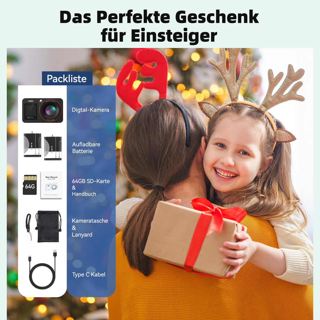 Digitalkamera 4K 64MP mit Dual-Display 18x Zoom für Kinder - Bild 7