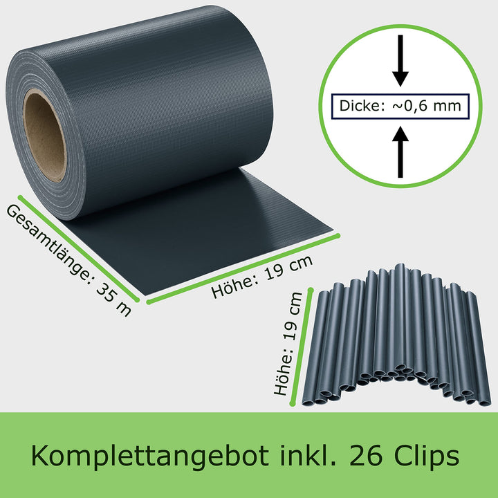 Sichtschutzstreifen Doppelstabmatten PVC 650g/m² 4x35m Anthrazit - Bild 8
