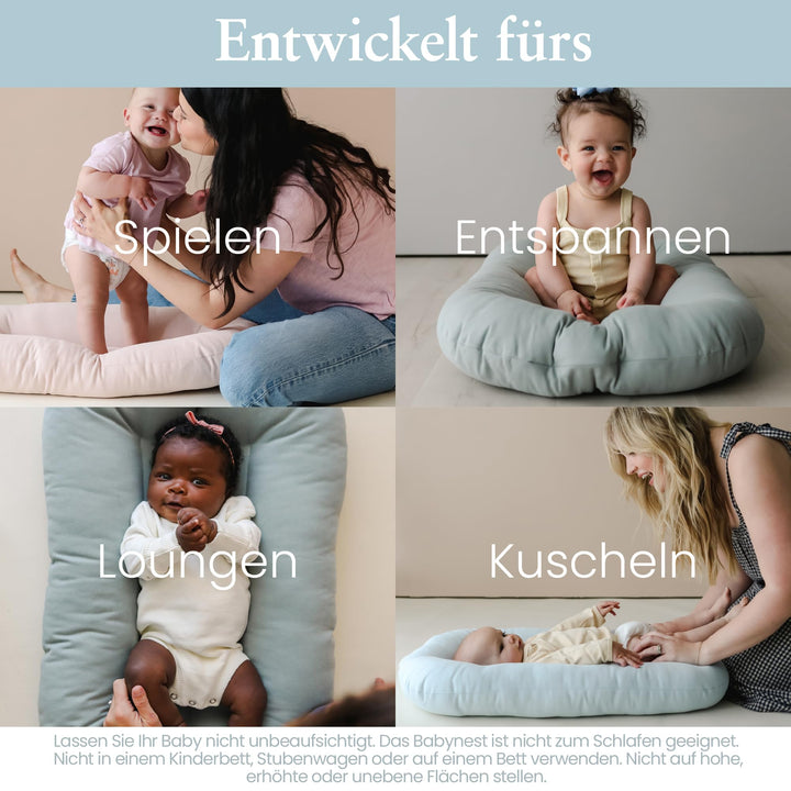 Babynest Bio-Baumwolle 74x43.5cm Hängematte 0-9 Monate mit Reisetasche - Bild 4