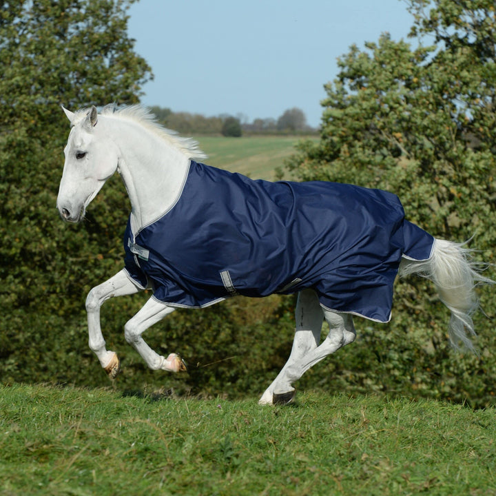 Pferdedecke Turnout Light Ripstop wasserdicht 145 cm Navy/Silber - Bild 5