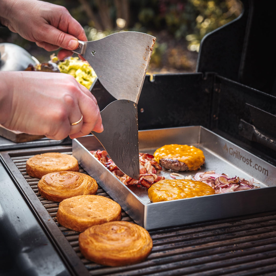 Grillplatte Plancha Edelstahl 3mm 30x25cm für Gas- und Holzkohlegrill - Bild 5