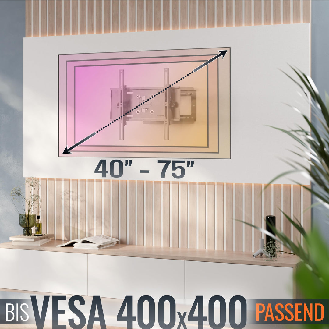 TV Wandhalterung schwenkbar neigbar 40-75 Zoll bis 95 kg VESA 400x400 - Bild 4
