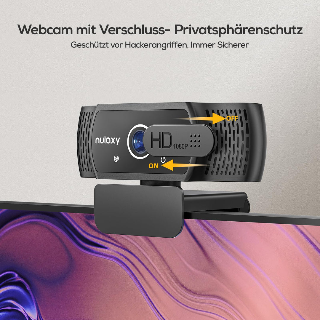Webcam Full HD 1080P mit Mikrofon und Sichtschutzabdeckung, USB - Bild 5