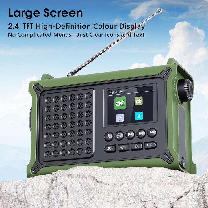 Kurbelradio DAB+/UKW Notfallradio 12000mAh Solar Bluetooth Taschenlampe - Bild 4