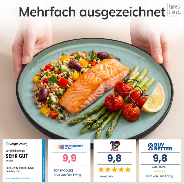 Steingut Geschirrset 24-teilig Salbeigrün für 6 Personen - Bild 3