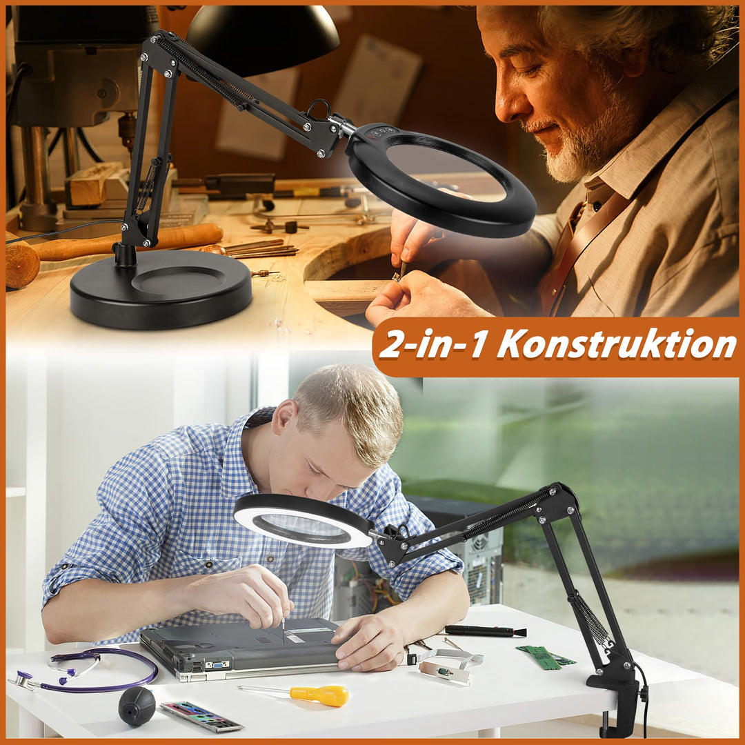 Standlupe mit LED-Licht 12x Vergrösserung 5 Farbmodi für Handwerk - Bild 6