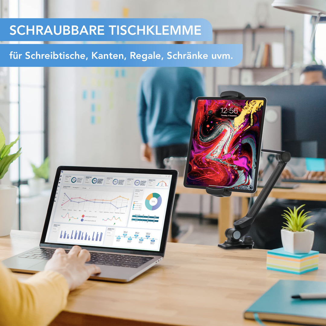 Tablet-Halterung Aluminium Tischklemme 4,7–12,9 Zoll flexibel - Bild 3
