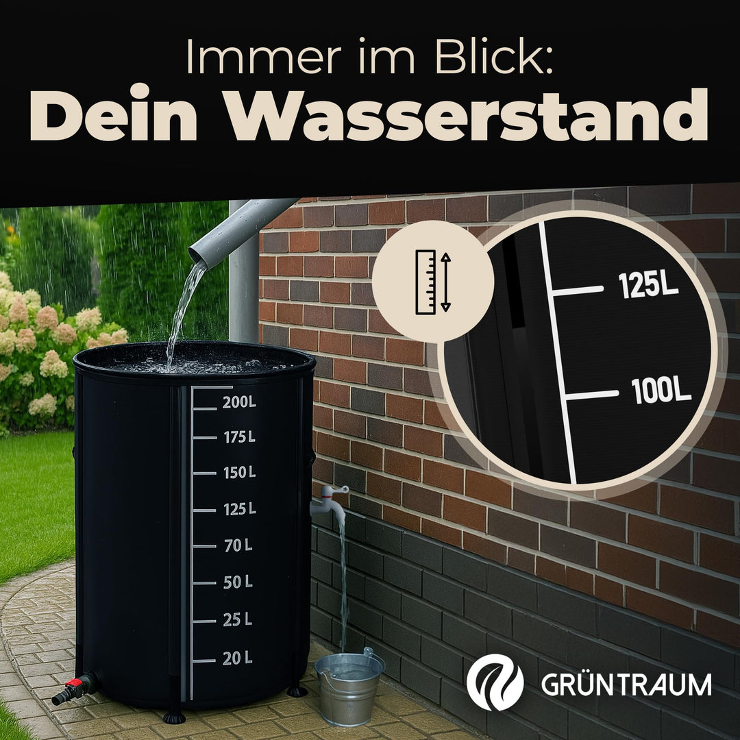 Regentonne faltbar 200L mit Füllstandsanzeige und Insektenschutz - Bild 2