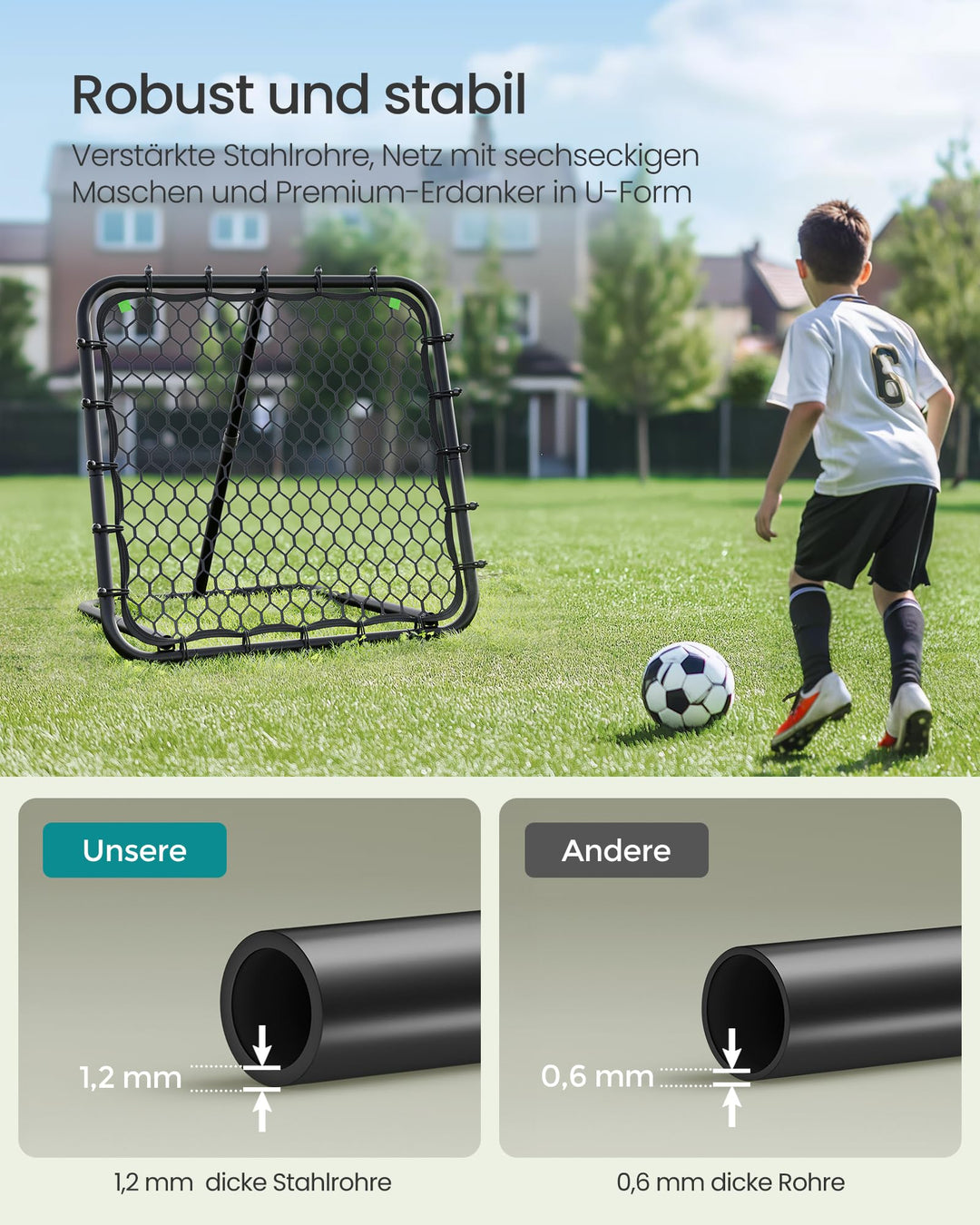 Fussball-Rebounder klappbar Stahl 7 Winkel für Garten und Park - Bild 3