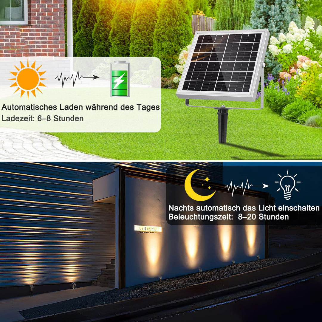 Solar Gartenstrahler 6er-Set 2700K warmweiss IP66 600lm 3 Stufen - Bild 2