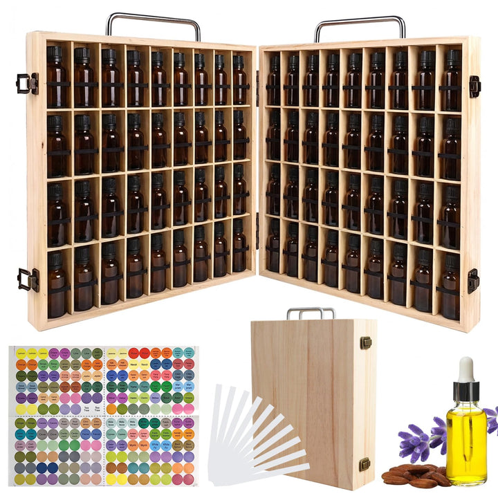 Aufbewahrungsbox Holz für 72 Fläschchen – Ätherische Öle