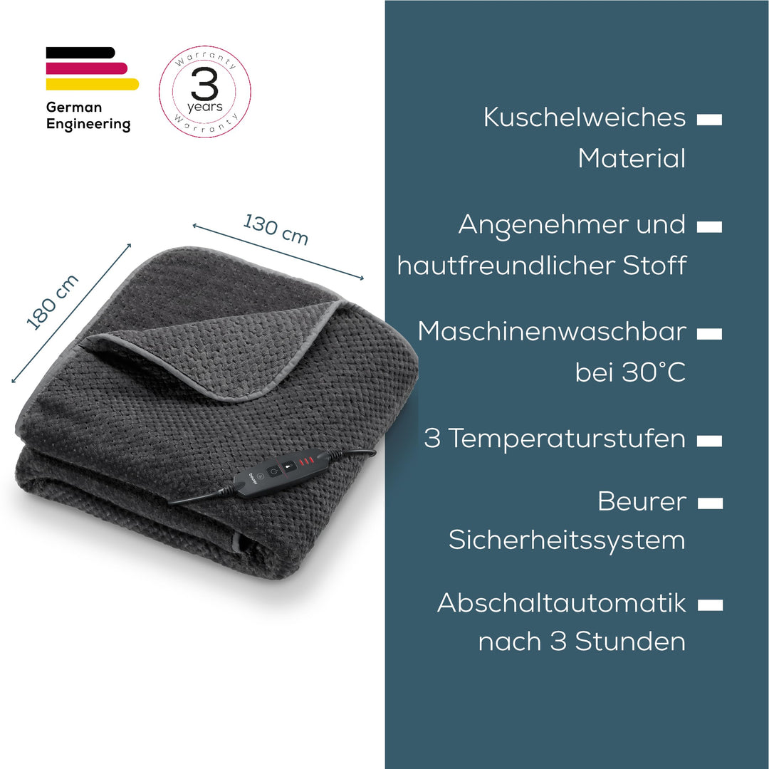 Heizdecke 180x130 cm weich 3 Stufen mit Abschaltautomatik - Bild 6