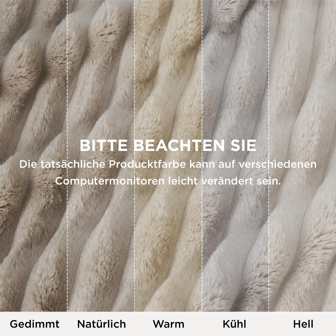 Kuscheldecke Flanell-Fleece 230x270 cm Streifenmuster Beige - Bild 8