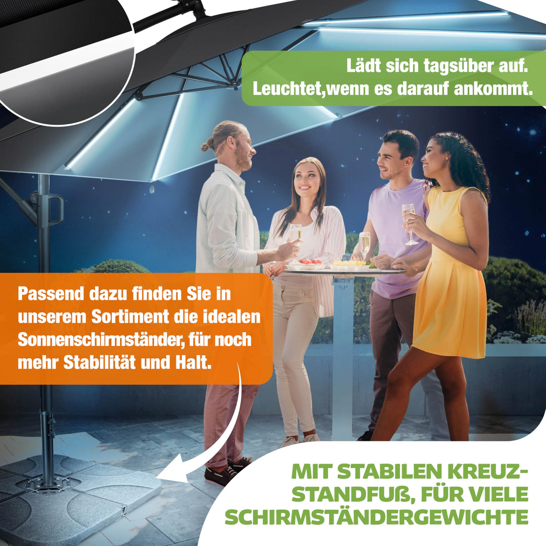 Ampelschirm Rechteckig 250x250 cm Aluminium UV-Schutz mit Kurbel - Bild 6